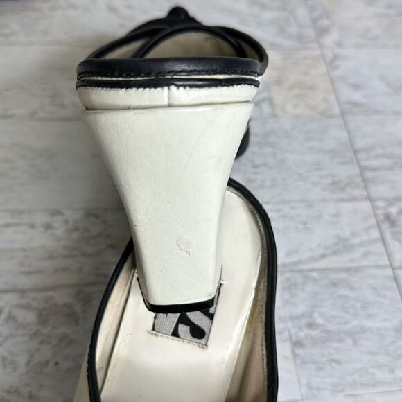 Vintage 90’s Magma Pale Green Black Saddle Mules 3.5” Heel Size 6m - Picture 5 of 11